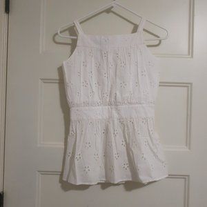 Oscar De La Renta Girls Cotton White eyelet top- size 14